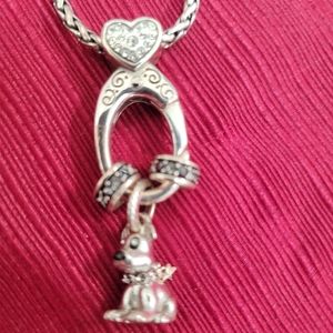 BRIGHTON CHARM HOLDER AND  CHAIN WITH CHARMS PLUS EXTRA SWARVARSKI CRYSTAL BEAR